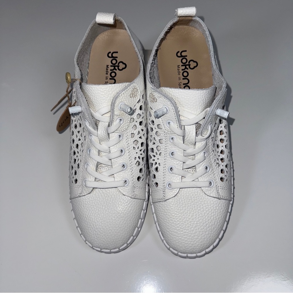 Yokono‎ Leather Laser Cut Sneakers White Women’s Size 41 - Picture 16 of 16